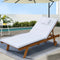 Wooden Sun Lounger Outdoor Adjustable Recliner Chair with Cushion & Wheels