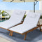 2PC Wooden Sun Lounger Set Outdoor Recliner Chairs with Cushions