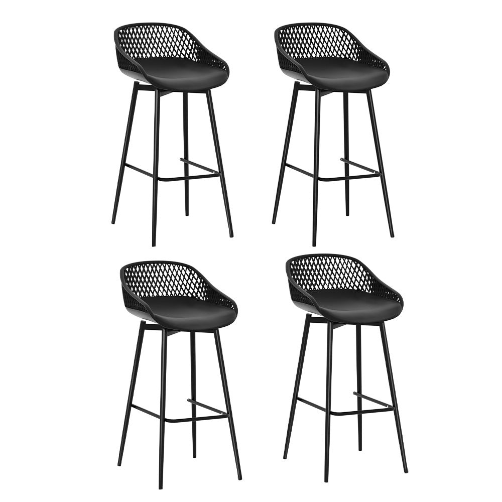 4x Outdoor Bar Stools Plastic Black