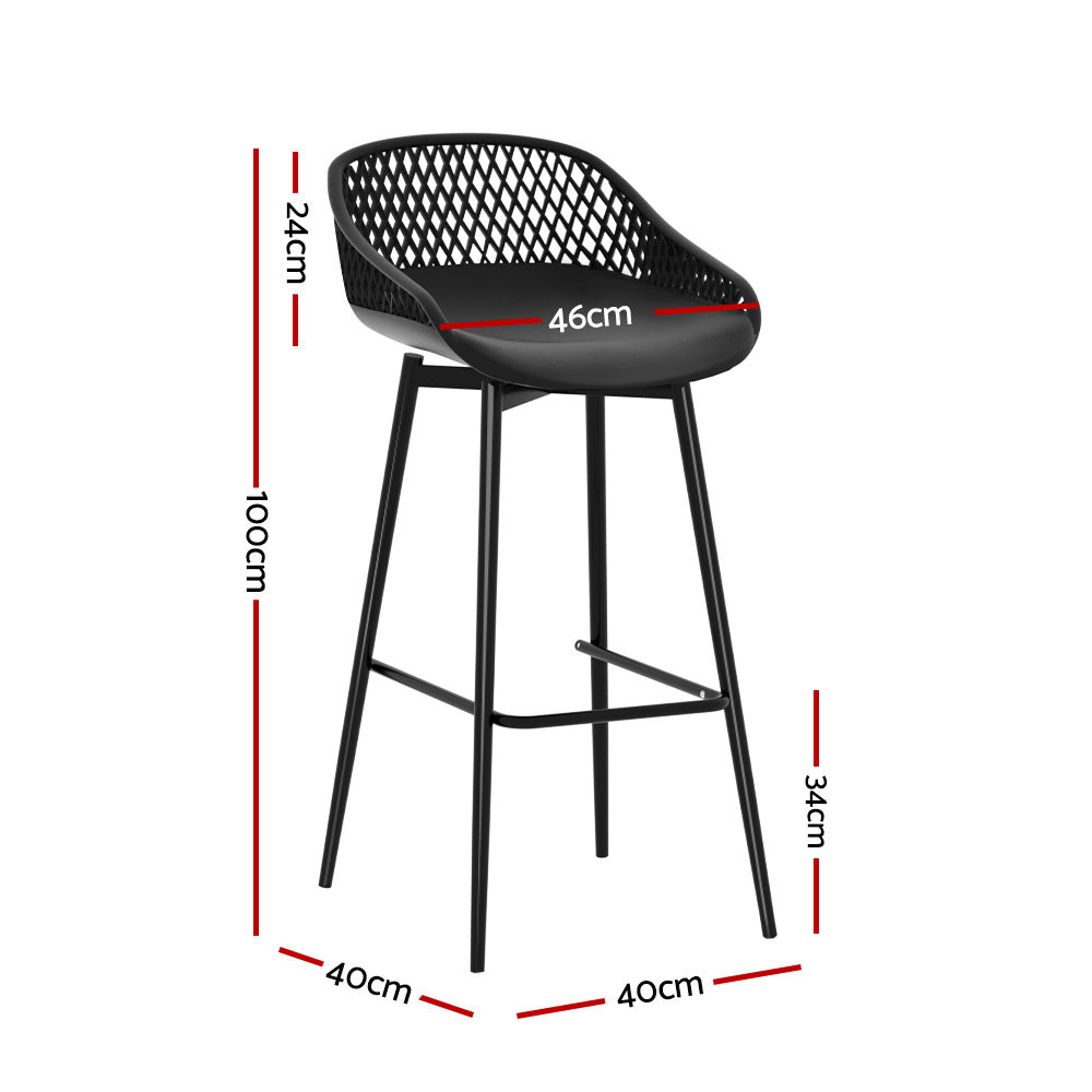 4x Outdoor Bar Stools Plastic Black