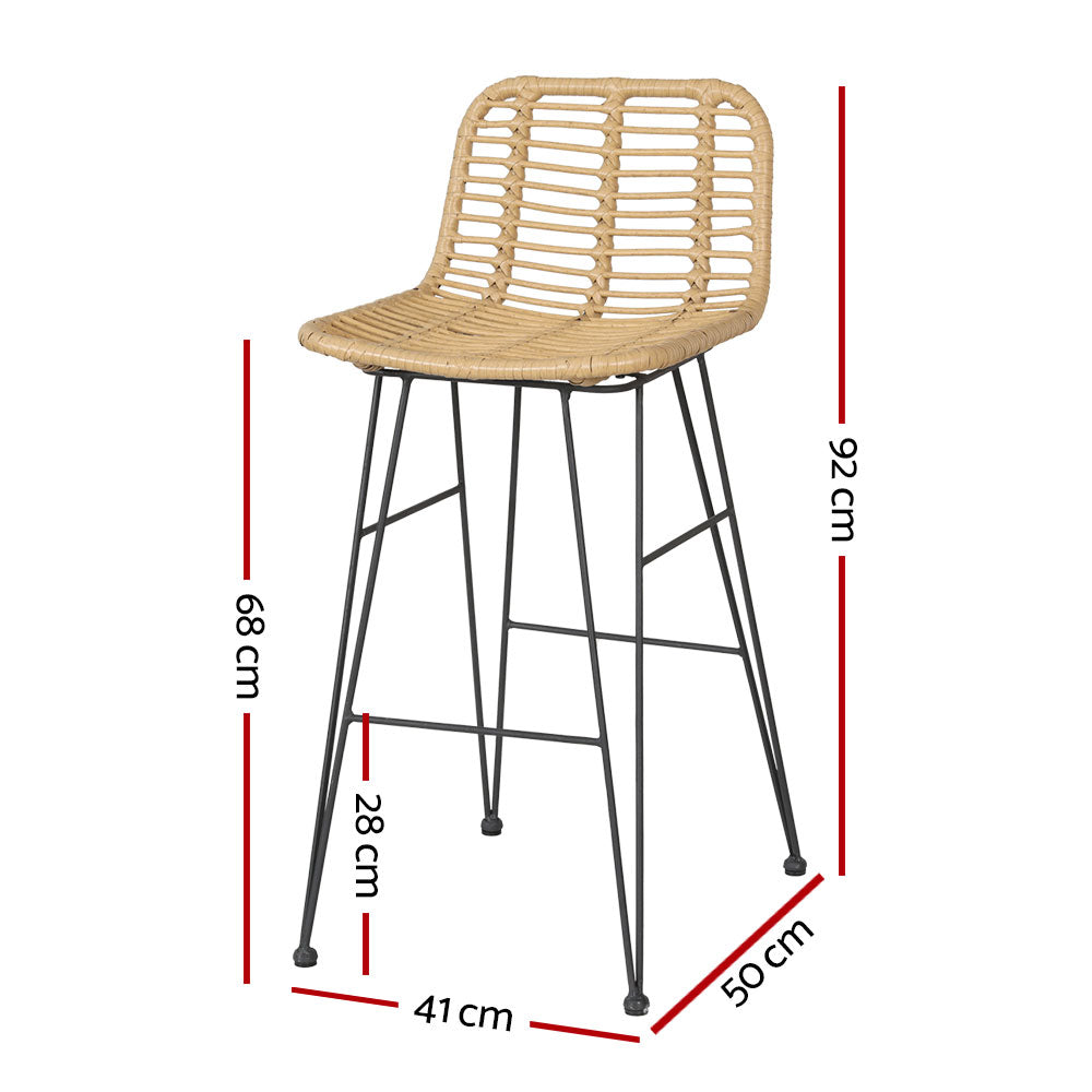 Gardeon 2x Outdoor Bar Stools Rattan Nature