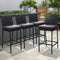 4 Piece Outdoor PE Wicker Bar Stool Set with Cushions Black