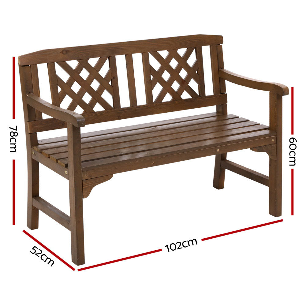 Outdoor Garden Bench Wooden Chair 2 Seat Patio Furniture Lounge Natural