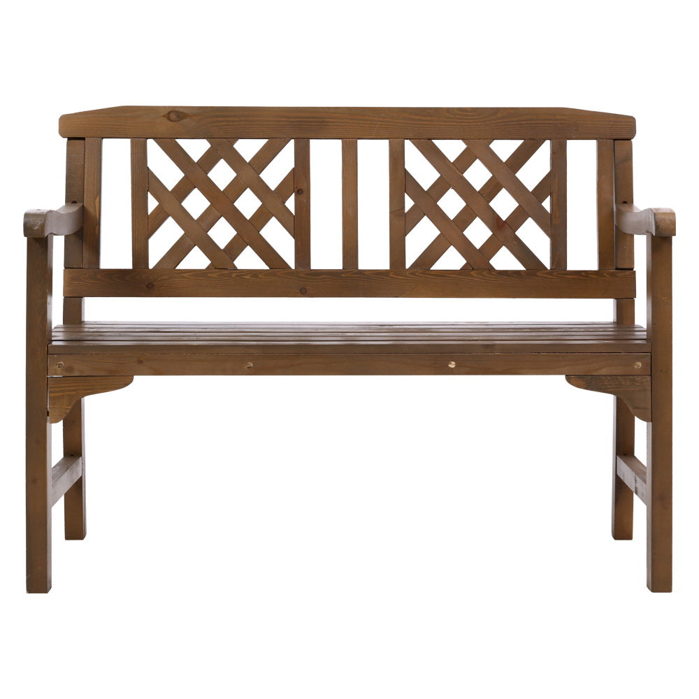 Outdoor Garden Bench Wooden Chair 2 Seat Patio Furniture Lounge Natural