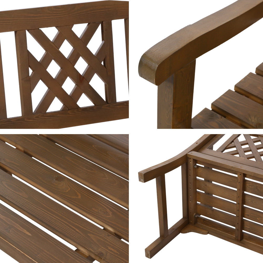 Outdoor Garden Bench Wooden Chair 2 Seat Patio Furniture Lounge Natural