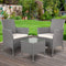3 Piece Outdoor Rattan Furniture Set Grey Wicker Chairs Glass Table Patio Set