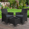 3 Piece PE Wicker Bistro Outdoor Furniture Set Black
