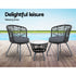 3PC Bistro Set Outdoor Furniture Rattan Table Chairs Patio Garden Cushion Black