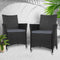 2x Outdoor Wicker Chairs PE Rattan Cushioned Patio Chairs Black Grey