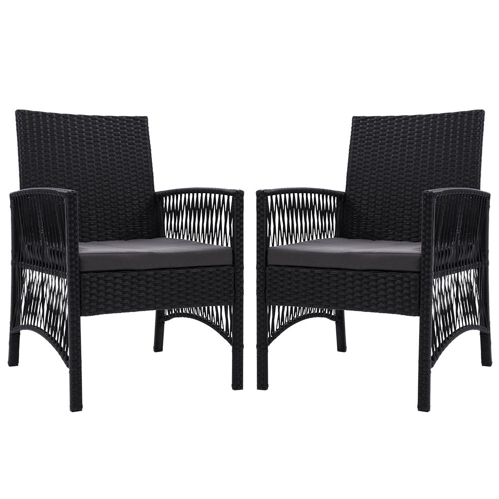 2PC Outdoor Dining Chairs Patio Furniture Wicker Lounge Chair Garden