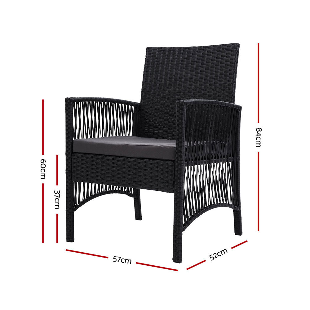 2PC Outdoor Dining Chairs Patio Furniture Wicker Lounge Chair Garden