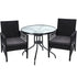 3PC Bistro Set Outdoor Furniture Rattan Table Chairs Cushion Patio Garden Lyra