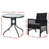 3PC Bistro Set Outdoor Furniture Rattan Table Chairs Cushion Patio Garden Lyra