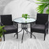 3PC Bistro Set Outdoor Furniture Rattan Table Chairs Cushion Patio Garden Lyra