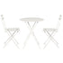 3PC Outdoor Bistro Set Steel Table and Chairs Patio Furniture White