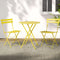 3 Piece Outdoor Bistro Set Foldable Steel Patio Table & Chairs Yellow