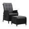 Recliner Chair Sun lounge Wicker Lounger Outdoor Furniture Patio Adjustable Black