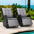 Gardeon 2PC Recliner Chairs Sun lounge Wicker Lounger Outdoor Furniture Adjustable Black