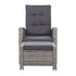 Gardeon 2PC Recliner Chairs Sun lounge Wicker Lounger Outdoor Furniture Adjustable Grey