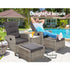 Gardeon 5PC Recliner Chairs Table Sun lounge Wicker Outdoor Furniture Adjustable Grey