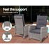 Gardeon 5PC Recliner Chairs Table Sun lounge Wicker Outdoor Furniture Adjustable Grey