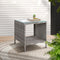 PE Rattan Wicker Side Table with Glass Top Outdoor Coffee Table Grey