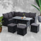 9 Seater Outdoor Sofa Dining Set PE Wicker Garden Furniture Black