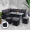 Gardeon Outdoor Dining Set Sofa Lounge Setting Chairs Table Ottoman Black Cover