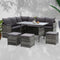 9 Seater Outdoor Sofa Dining Set PE Wicker Garden Furniture Grey
