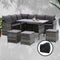 9 Seater Outdoor Sofa Dining Set PE Wicker Garden Furniture with Cover Grey