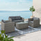 4 Piece Outdoor Wicker Sofa Set PE Rattan Patio Furniture With Table Grey