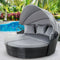 Outdoor Day Bed Sun Lounge with Canopy Cushions Grey Black