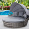 Outdoor Day Bed Sun Lounge with Folding Canopy & Cushions – Grey