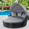 Outdoor Sun Lounge Daybed Canopy Modular Patio Bed with Cushions Grey