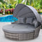 Outdoor Day Bed Sun Lounge with Folding Canopy, Cushions & Pillows – Grey