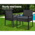 3PC Patio Furniture Bistro Set Wicker Outdoor Lounge Setting Black