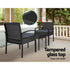 3PC Patio Furniture Bistro Set Wicker Outdoor Lounge Setting Black