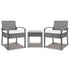 3PC Patio Furniture Bistro Set Wicker Outdoor Lounge Setting Grey