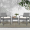3 Piece Outdoor PE Wicker Patio Chair Set with Side Table Grey