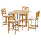 5-Piece Outdoor Bar Set Acacia Wood Bistro Patio Table Stools
