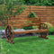3 Seater Wagon Wheel Garden Bench Fir Wood Rustic Outdoor Patio Bench