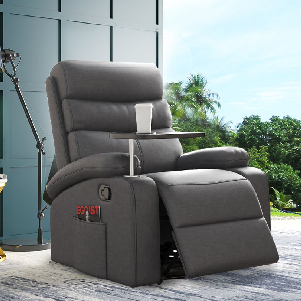 Massage Chair Recliner Chairs Heated Lounge Sofa Armchair 360 Swivel Grey