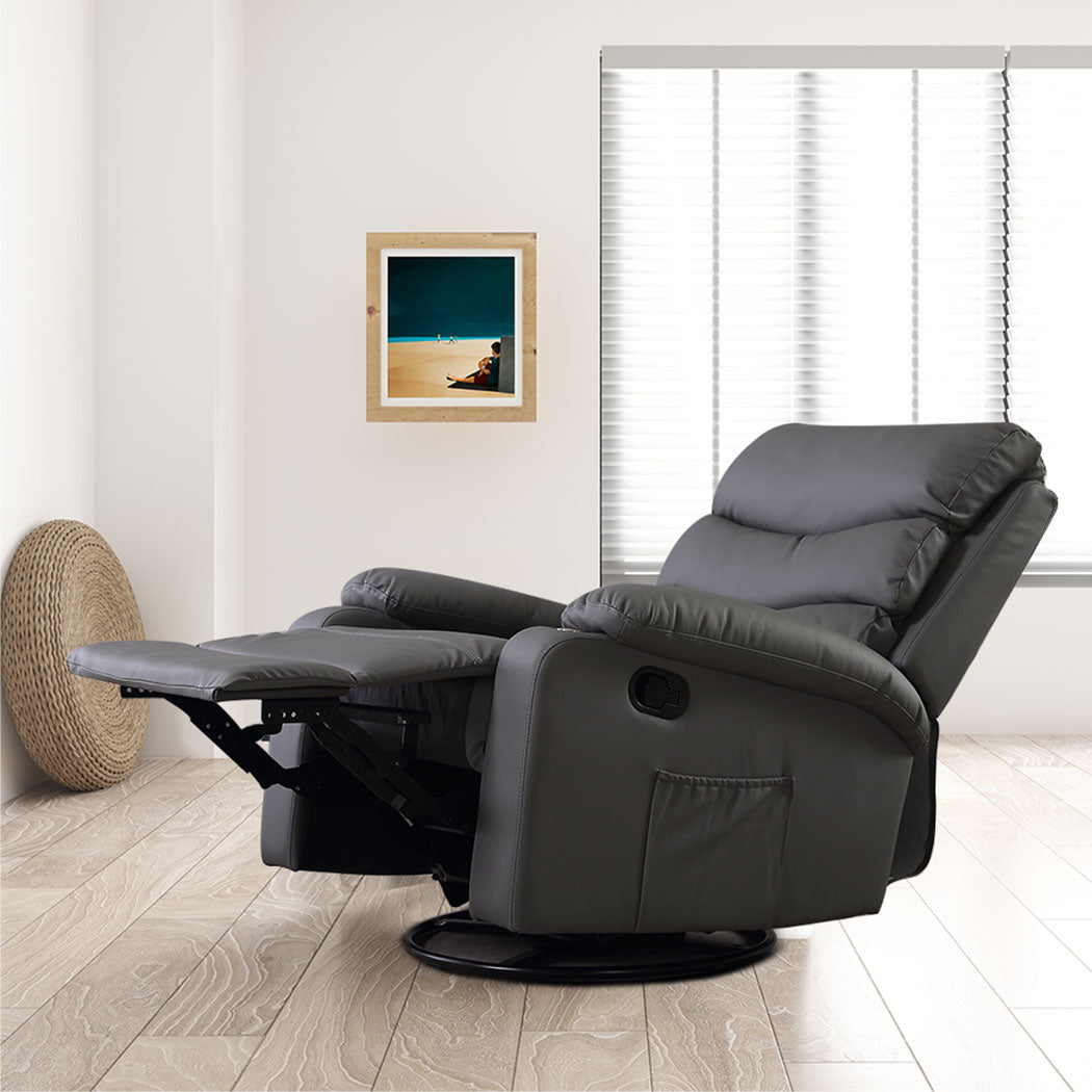 Massage Chair Recliner Chairs Heated Lounge Sofa Armchair 360 Swivel Grey