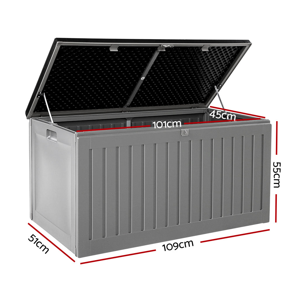 Outdoor Storage Box 270L Container Lockable Garden Bench Tool Shed Grey