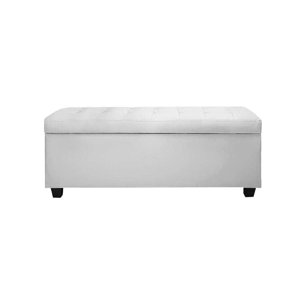 Storage Ottoman Blanket Box 97cm Leather White