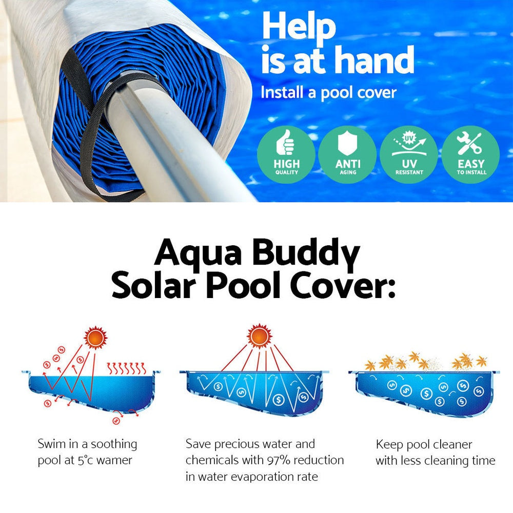 Pool Cover 500 Micron 11x4.8m Swimming Pool Solar Blanket 5.5m Roller Blue