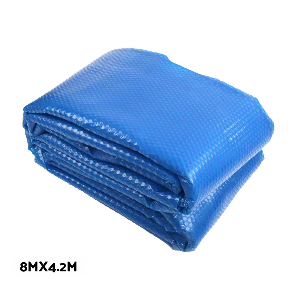 Pool Cover 500 Micron 8x4.2m Blue Swimming Pool Solar Blanket 5.5m Roller