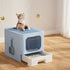 i.Pet Cat Litter Box Large Tray Kitty Toilet Enclosed Hooded Foldable Scoop Blue