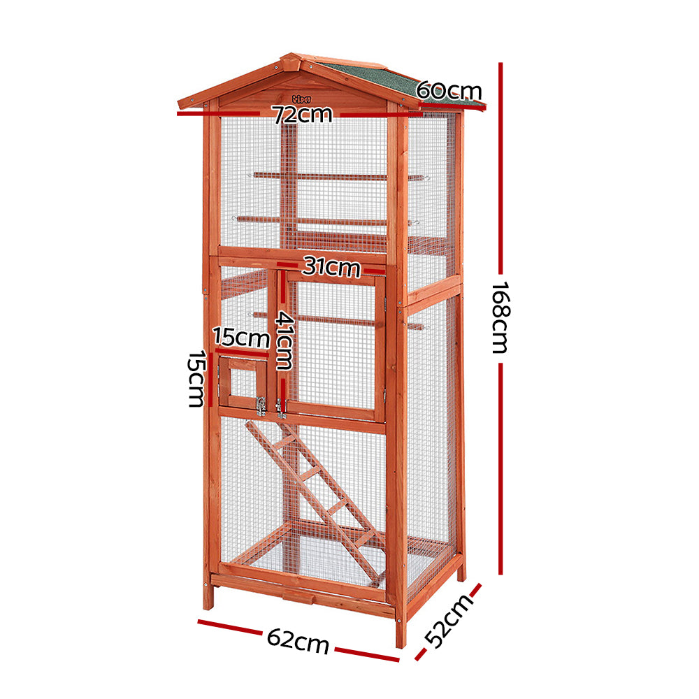 Bird Cage 72cm x 60cm x 168cm Pet Cages Large Aviary Parrot Carrier Travel Canary Wooden XL