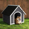 Outdoor Wooden Dog Kennel Weatherproof Fir Wood Pet House Grey/White